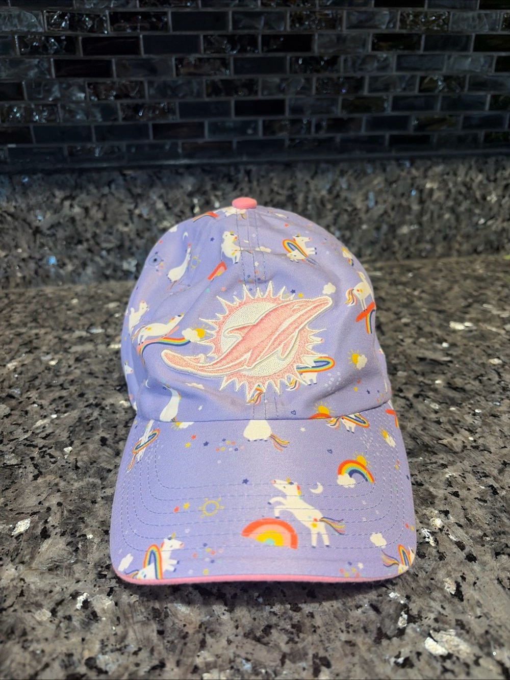 Miami Dolphins NFL '47 Brand Girls Kids Hat Unicorn Purple Pink Adjustable